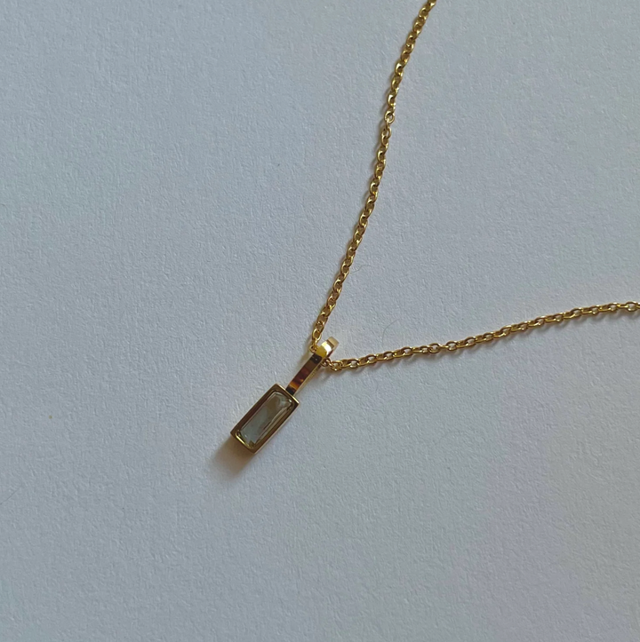 Dainty Birthstone Necklace, 18K Gold Plated