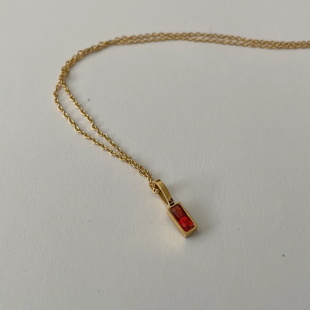 Dainty Birthstone Necklace, 18K Gold Plated