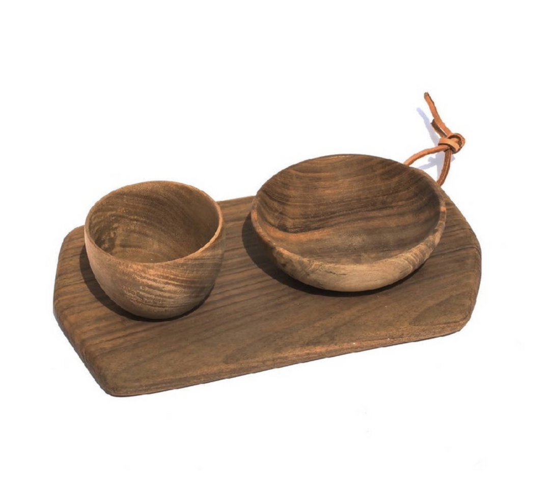 Handmade Walnut Wood Set, Cutting Board & Bowls