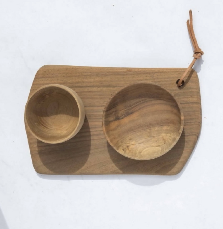 Handmade Walnut Wood Set, Cutting Board & Bowls