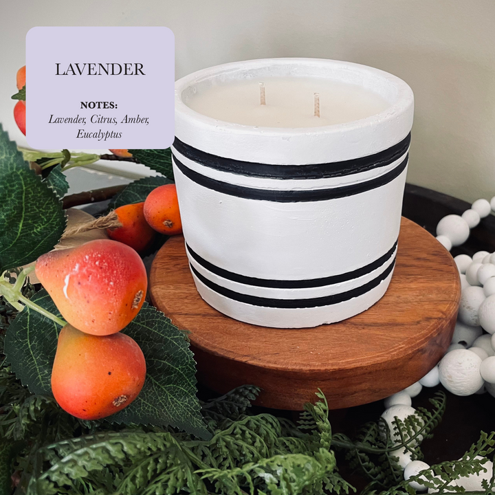 Striped Stone Candle, Lavender