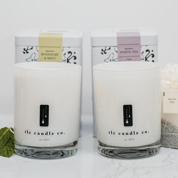 2-Wick Soy Candle Gift Sets, Rosemary and Mint and White Tea