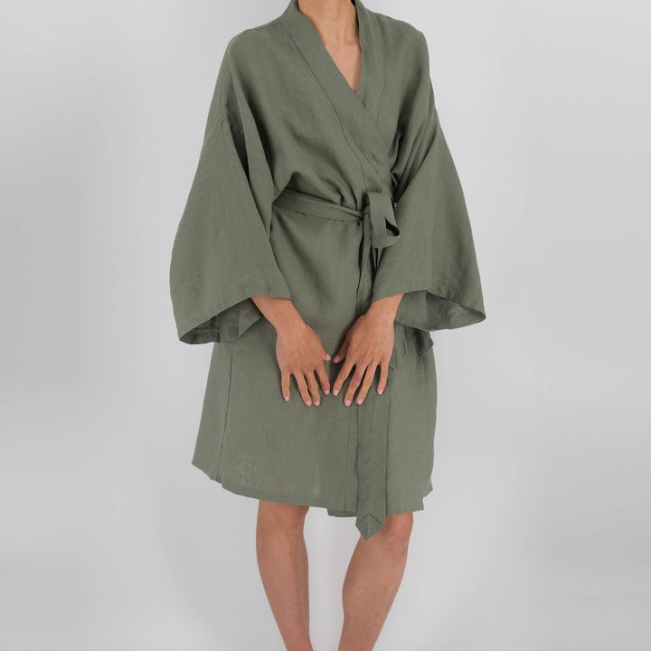 French Linen Robe, Mid-Length