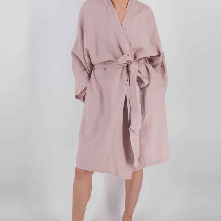 French Linen Robe, Mid-Length