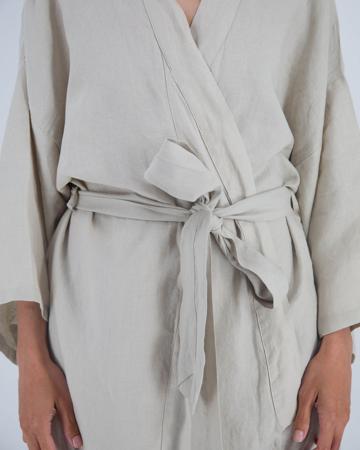 French Linen Robe, Mid-Length