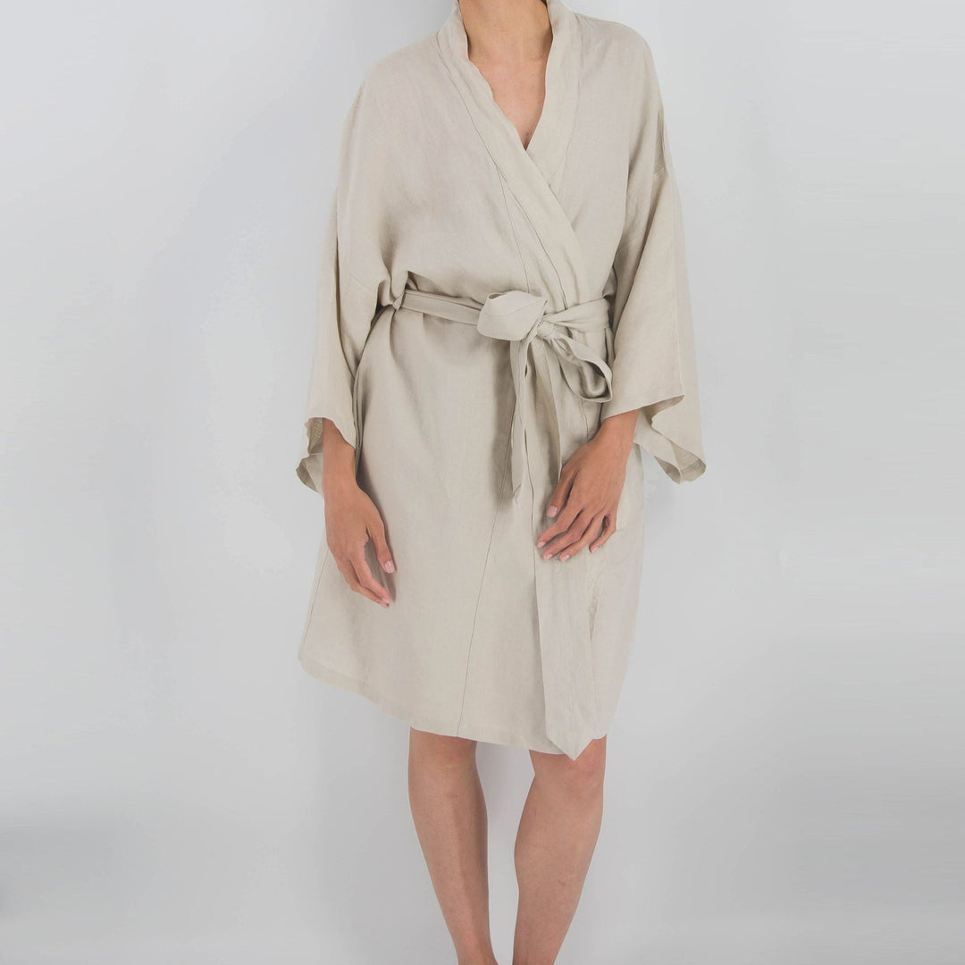 French Linen Robe, Mid-Length