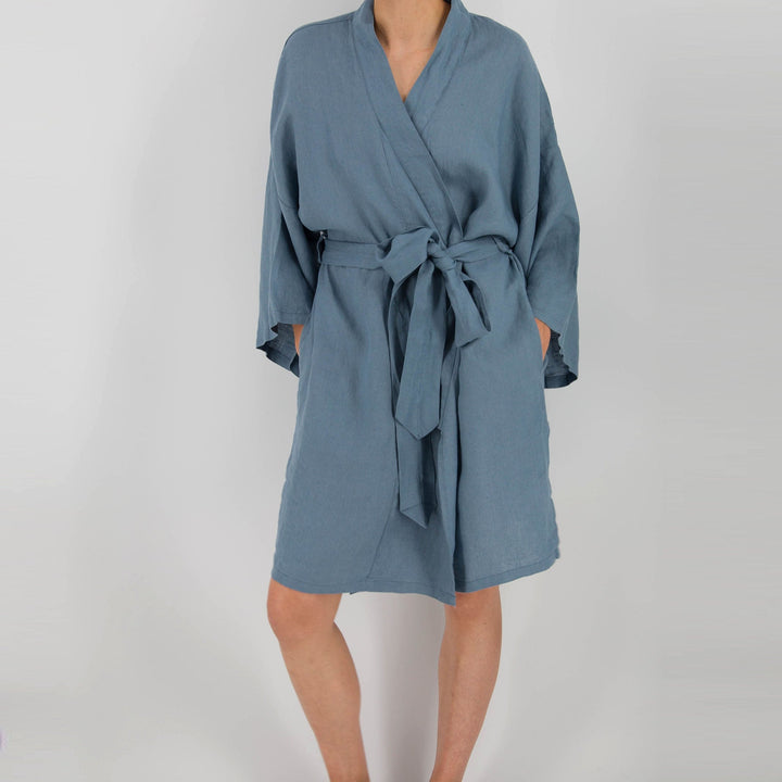 French Linen Robe, Mid-Length