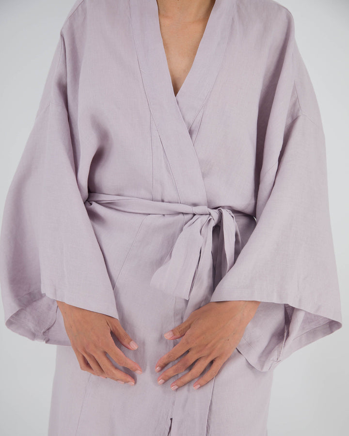 French Linen Robe, Mid-Length