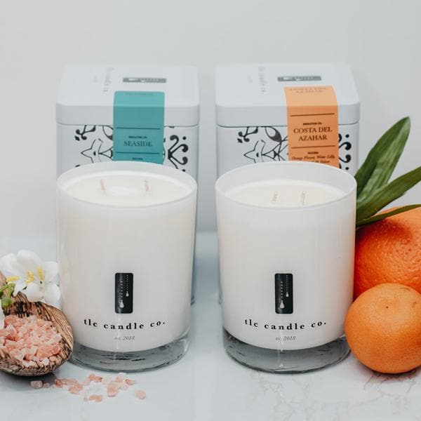 2-Wick Soy Candle Gift Set, Seaside and Costa Del Azahar