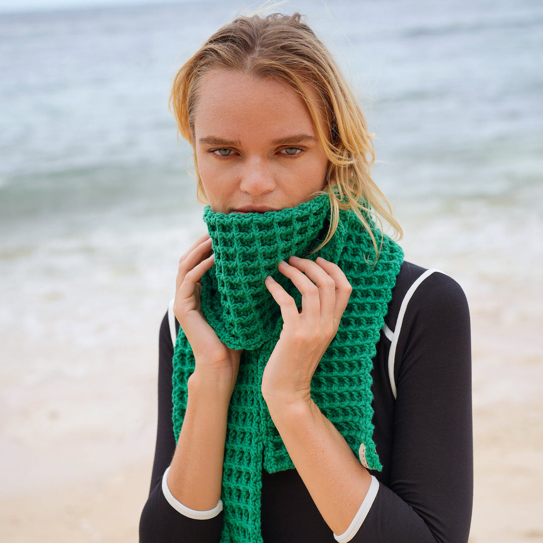 Waffle Scarf, Green