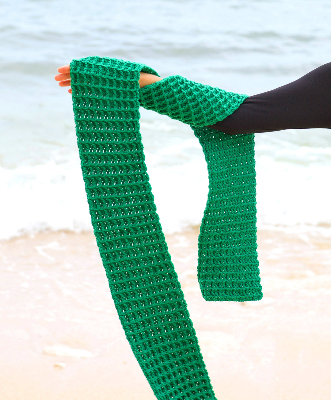 Waffle Scarf, Green