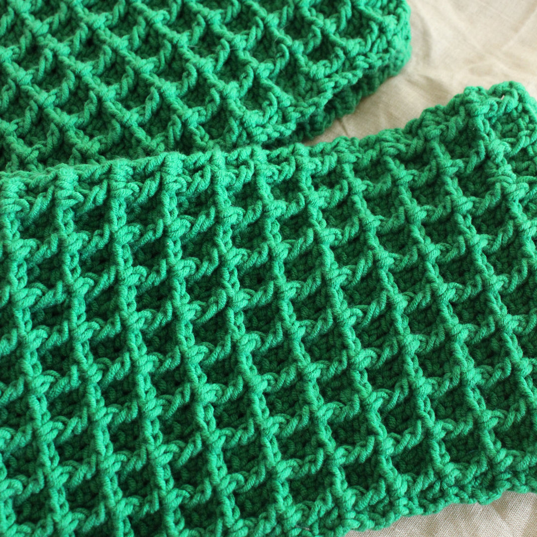 Waffle Scarf, Green