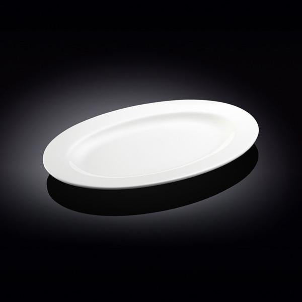 Fine Porcelain Rolled Rim White 12" Platter, Oval