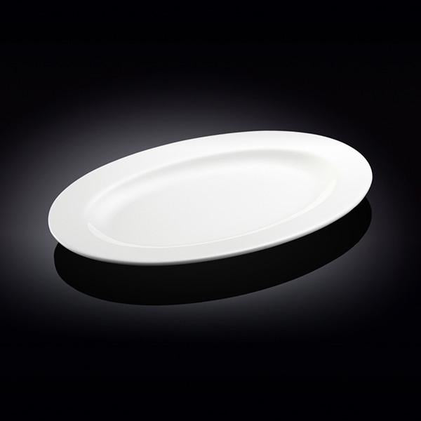 Fine Porcelain Rolled Rim White 14" Platter, Oval