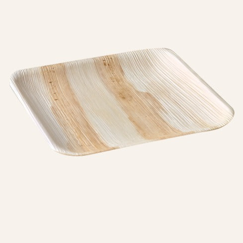 Disposable Palm Leaf Square Plates Set, 9 Inches