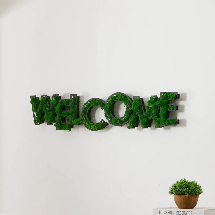 MOSS WORD WALL ART, WELCOME