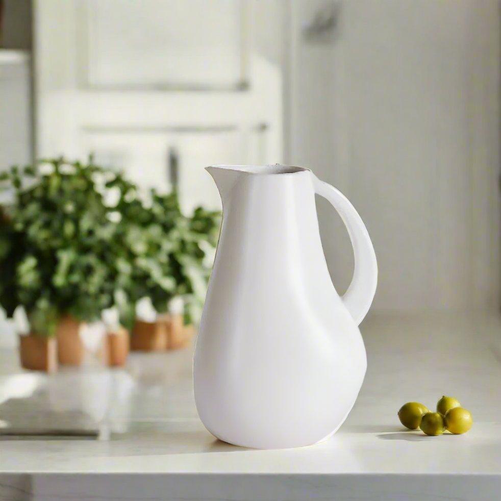 Handmade Stoneware Pitcher, White or Black