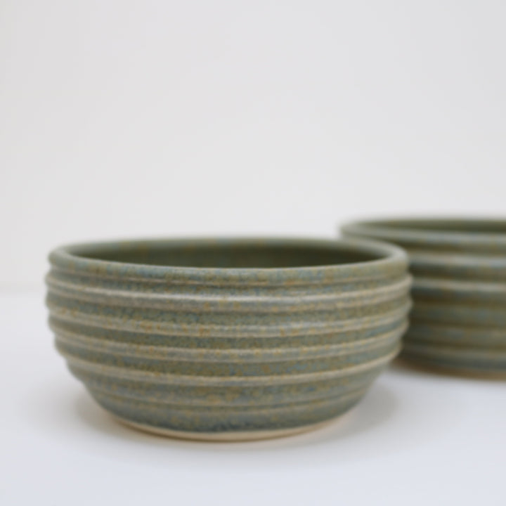 Handmade Set of Two Assorted Ceramic Bowls, Green