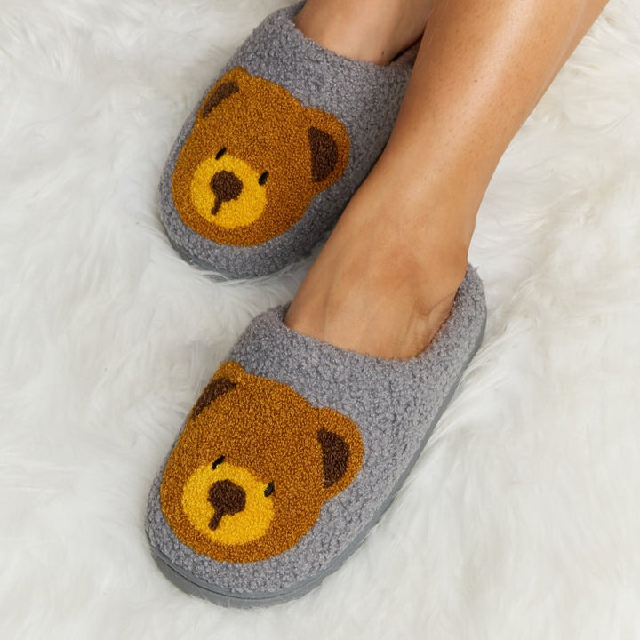 Plush Closed-Toe Slippers, Teddy Bear