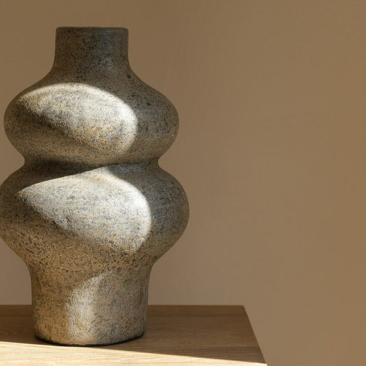 Handmade Clay Vase Vessel, Gray