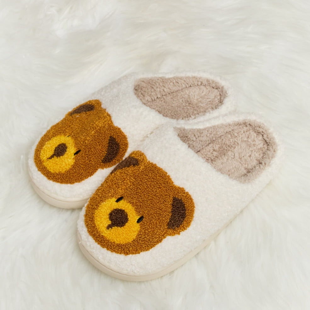 Plush Closed-Toe Slippers, Teddy Bear