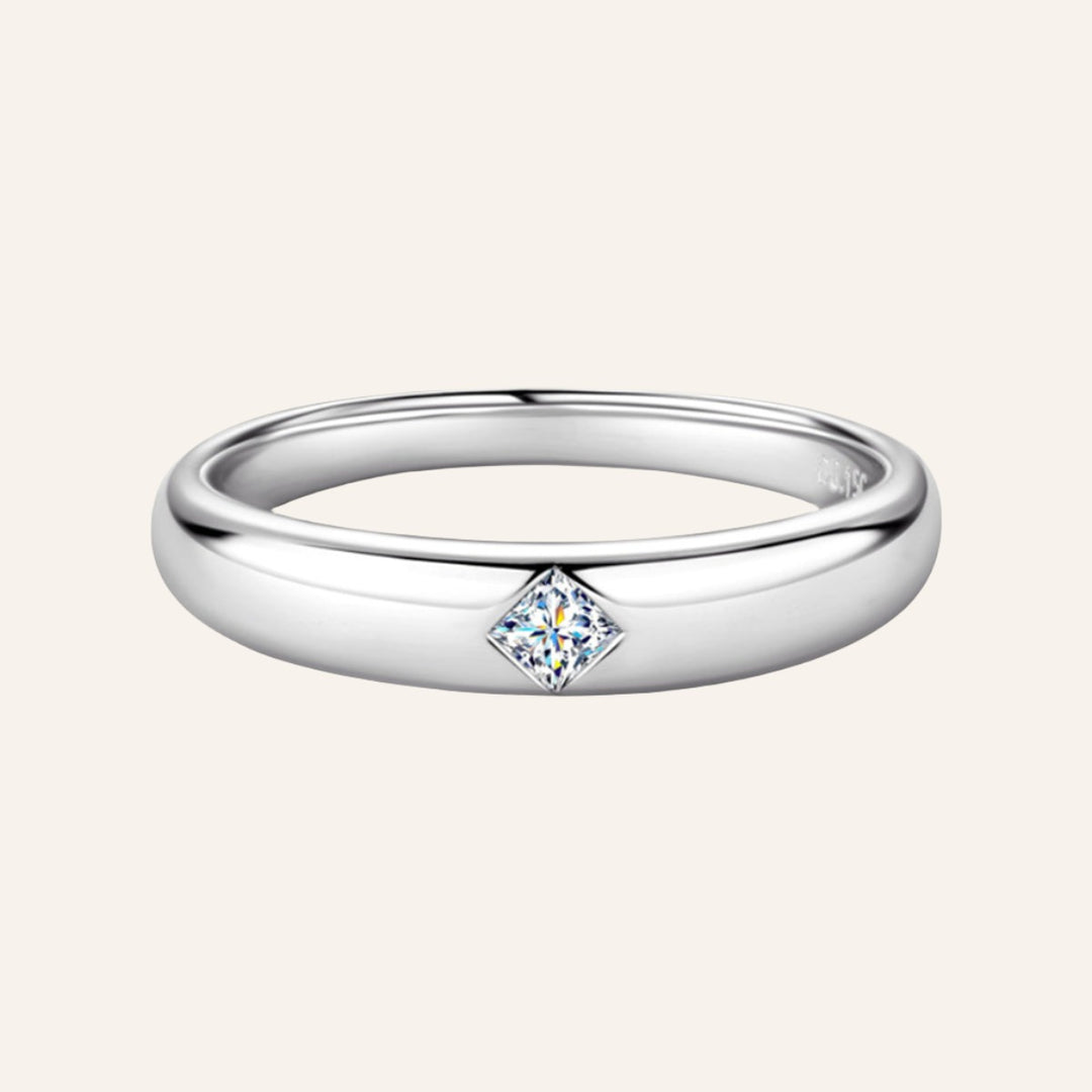 Inlaid Moissanite Ring, Silver 925