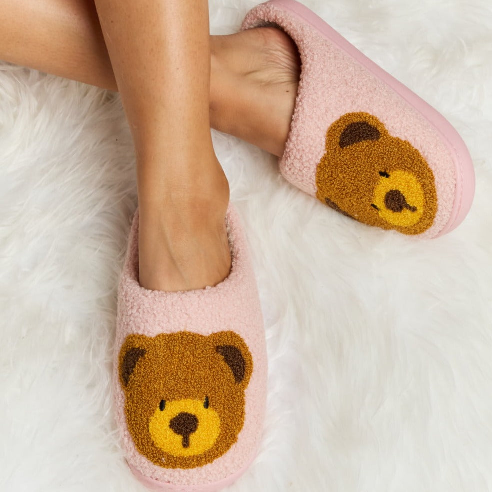 Plush Closed-Toe Slippers, Teddy Bear