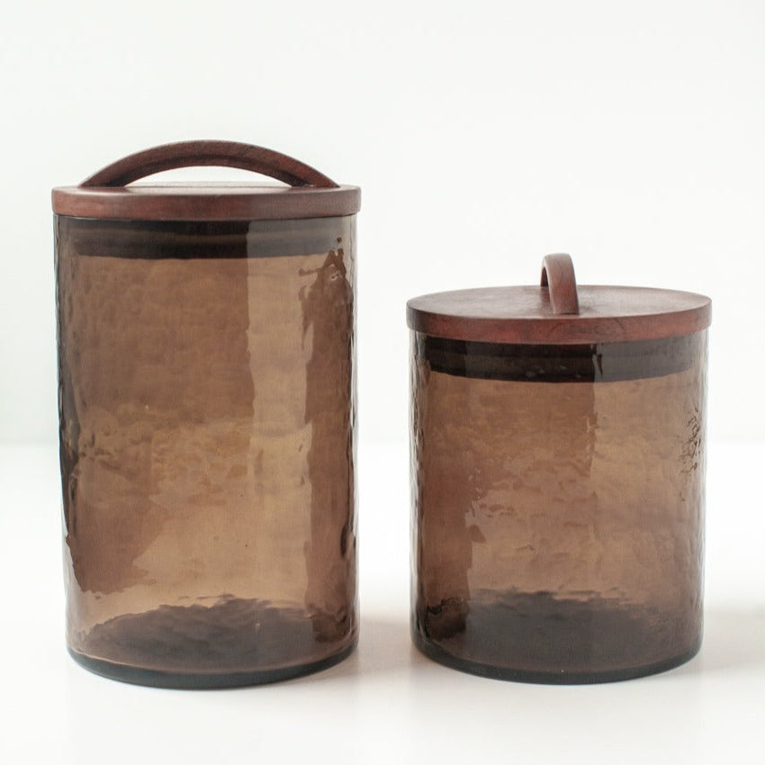 Handcrafted Glass Small Canister, Smoke