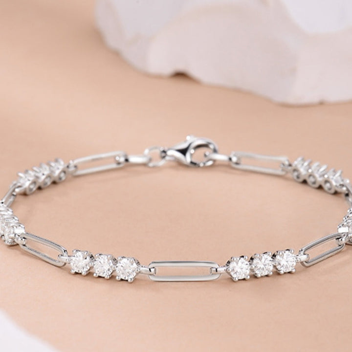 1.8 Carat Moissanite Bracelet, 18k Gold Plated 925 Silver