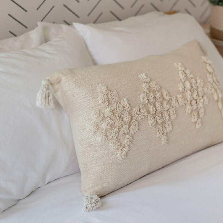 Handmade Cotton Tasseled Throw Pillow, Insert Included