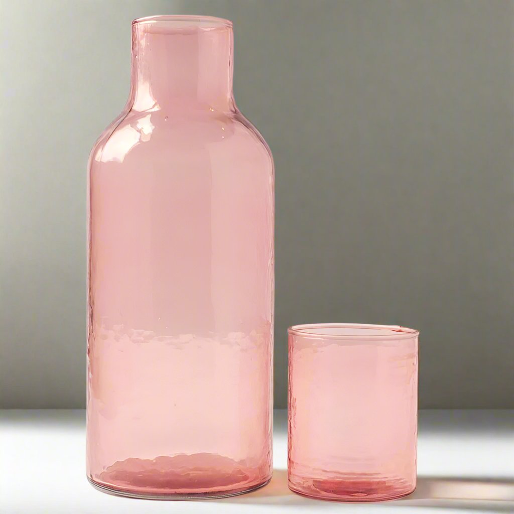 Handblown Glass Carafe Set, Blush