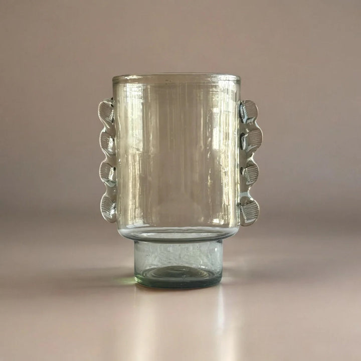 Handcrafted Mouth-Blown Glass 13" Tall Vase, Clear