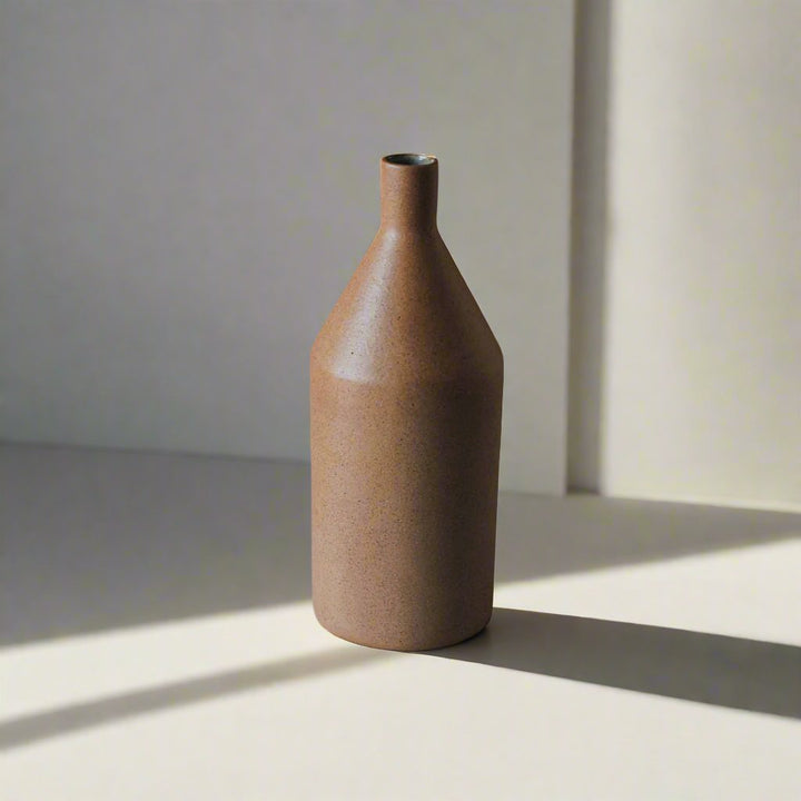 Handcrafted Mexican Clay Vase, Morandi Bottle