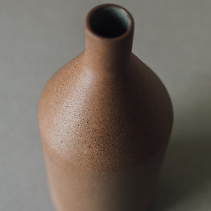 Handcrafted Mexican Clay Vase, Morandi Bottle