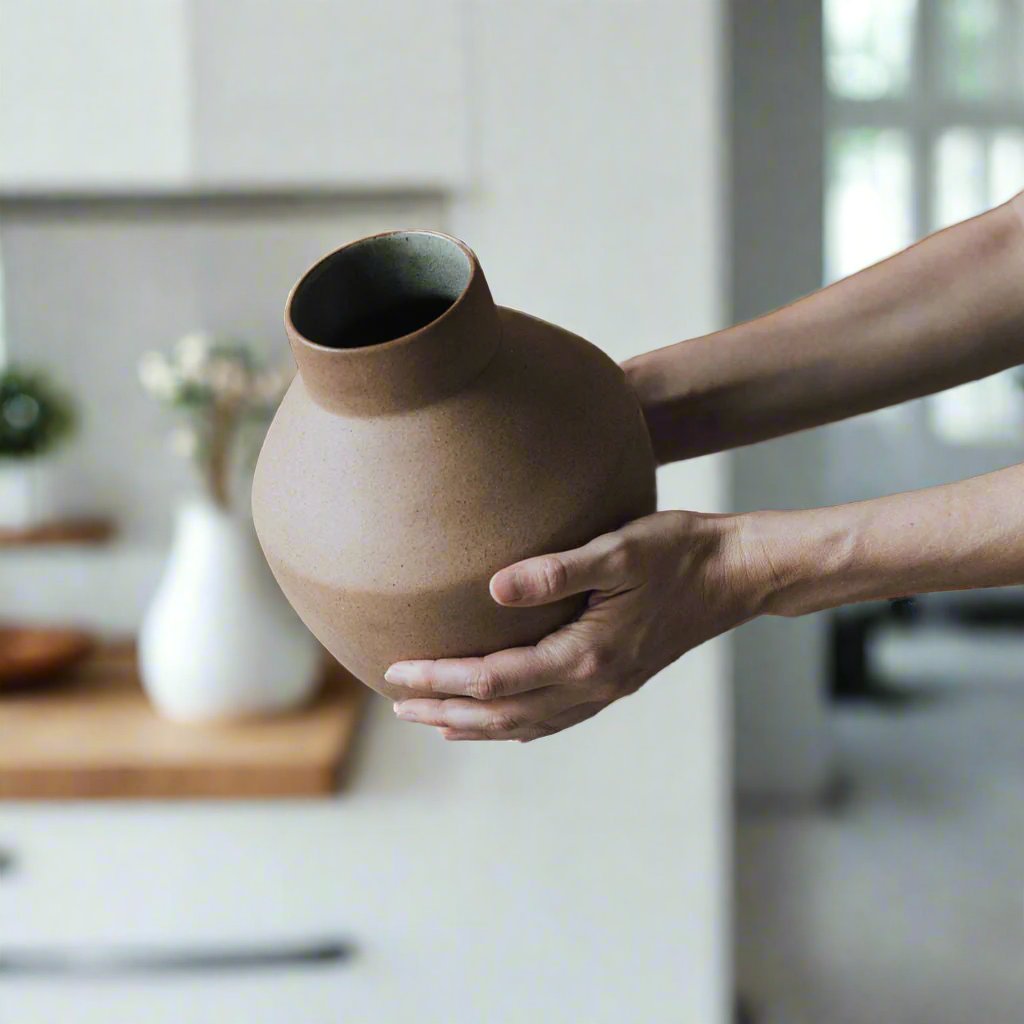 Handcrafted Mexican Clay Vase, Artisan