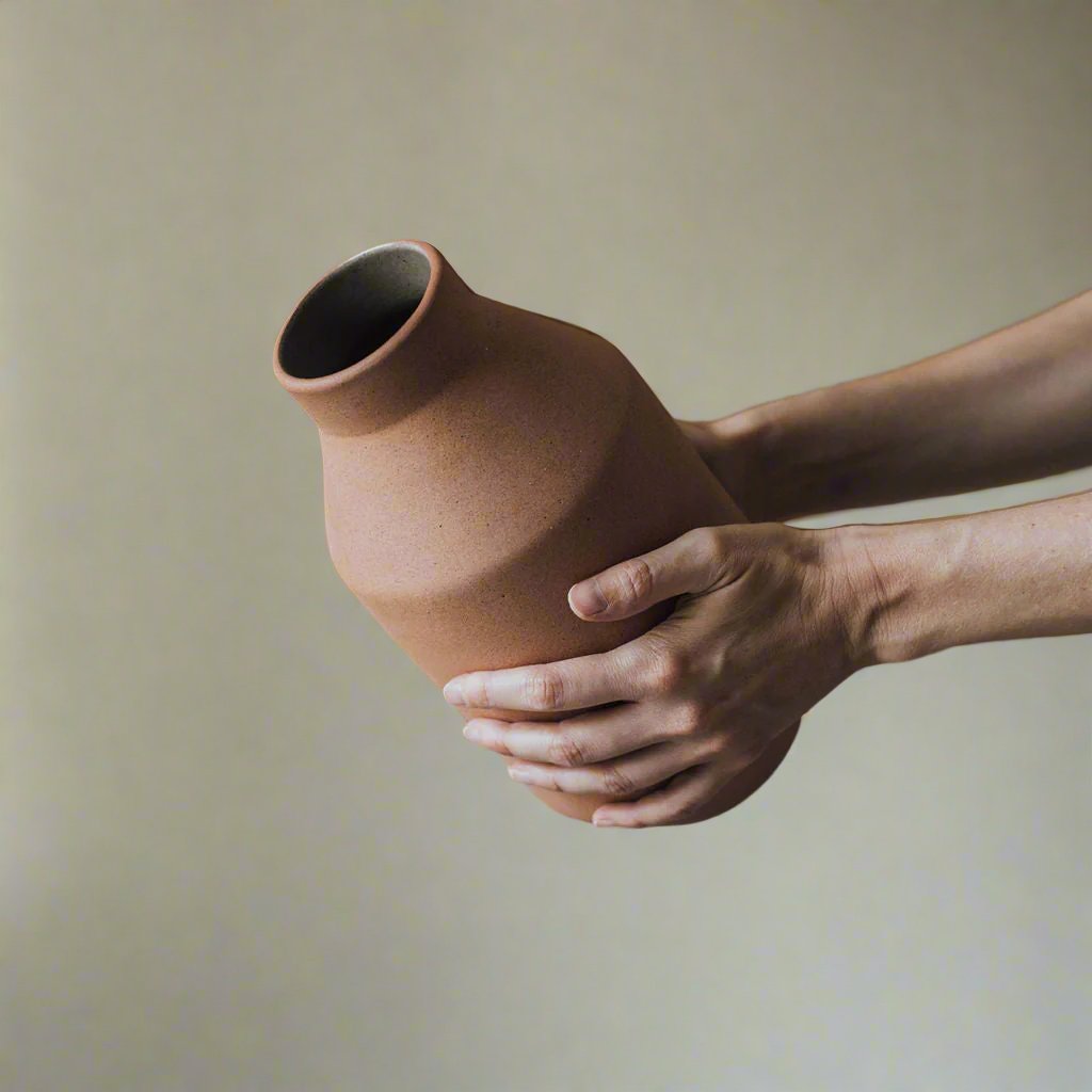 Handcrafted Mexican Clay Vase, Sunset