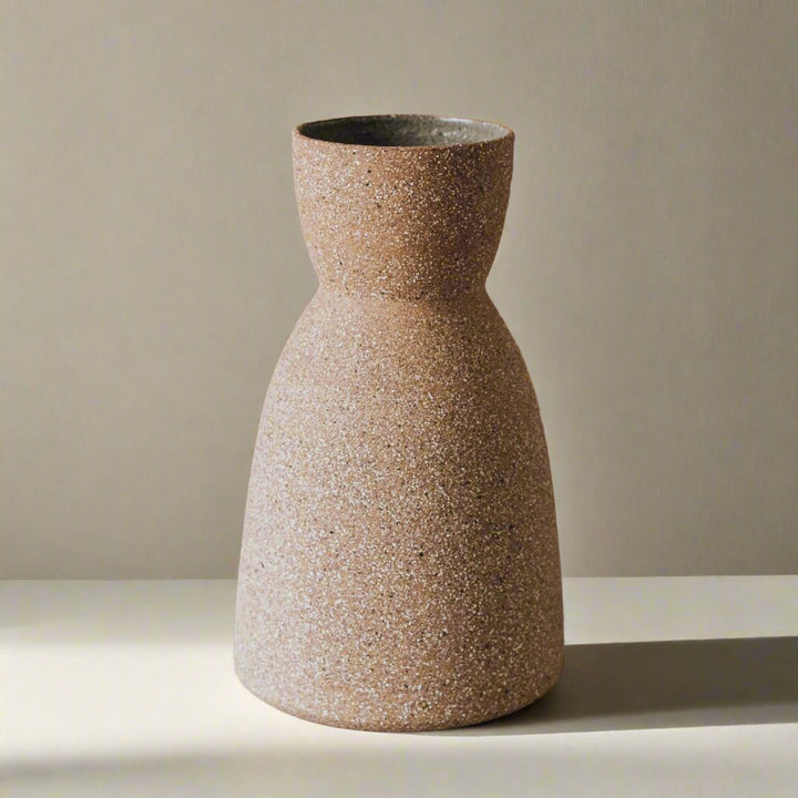 Rustic Earthy Clay Vase, Hourglass