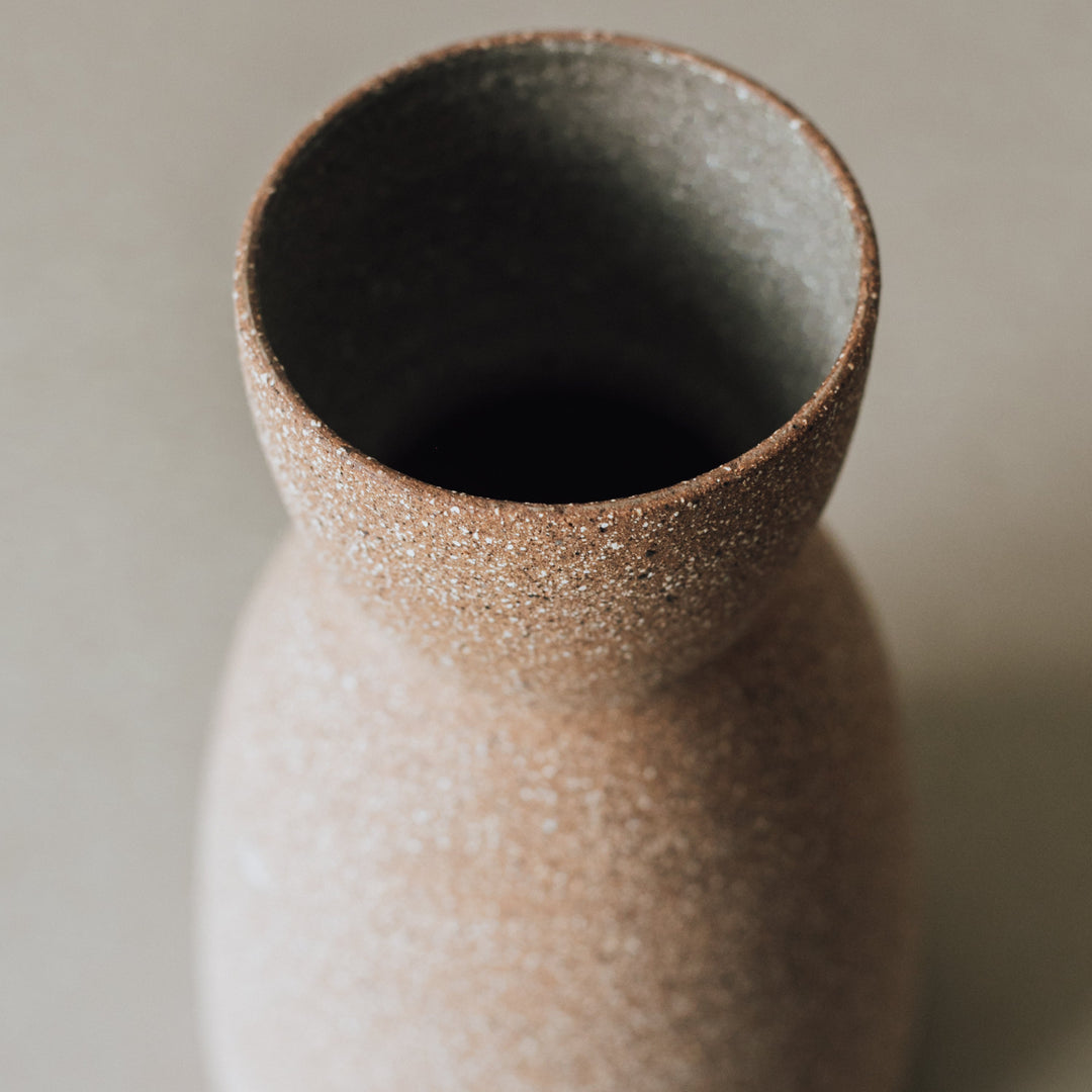 Rustic Earthy Clay Vase, Hourglass