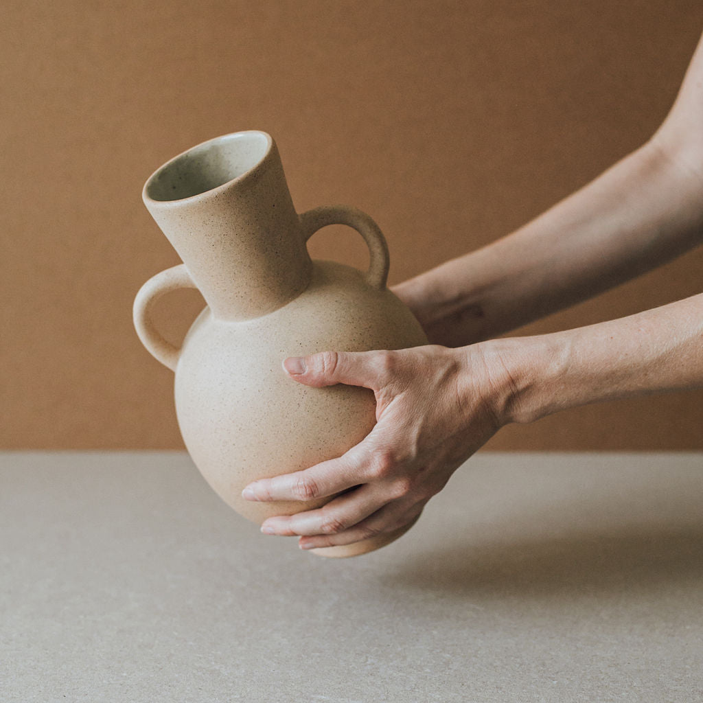 Handmade Ceramic & Clay Vase, with Handles