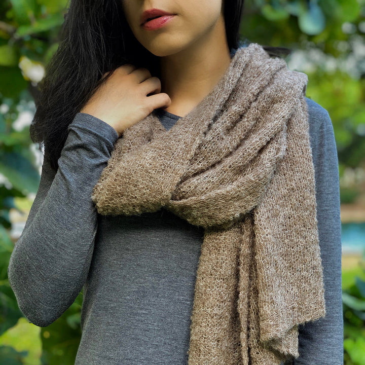 Plush Alpaca Scarf, Autumn Brown