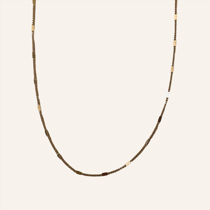 Rectangular Bar Bits Chain Necklace, 18k Gold Plated