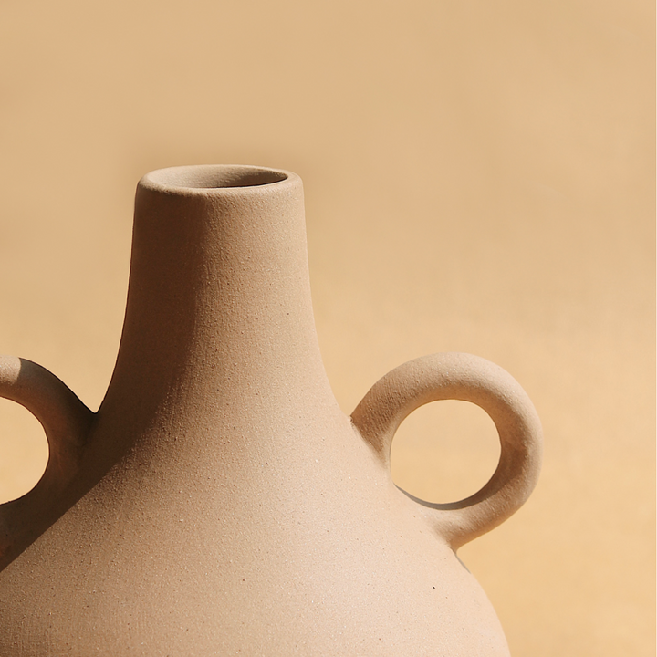 Handcrafted Ceramic Belly Vase, Off-White, Black or Terracotta