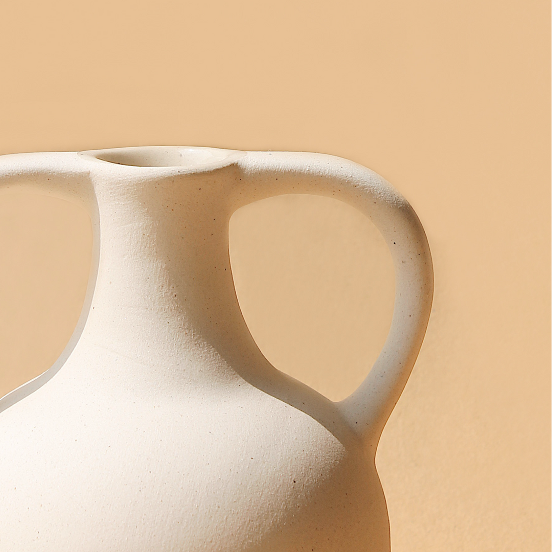 Handcrafted Ceramic Bobble Vase, Off-White or Terracotta