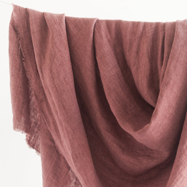 Artisanal Stone Washed Linen Throw, Ash Rose
