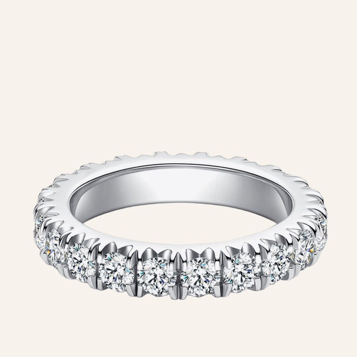 Eternity Moissanite Band, Platinum-Plated Silver 925