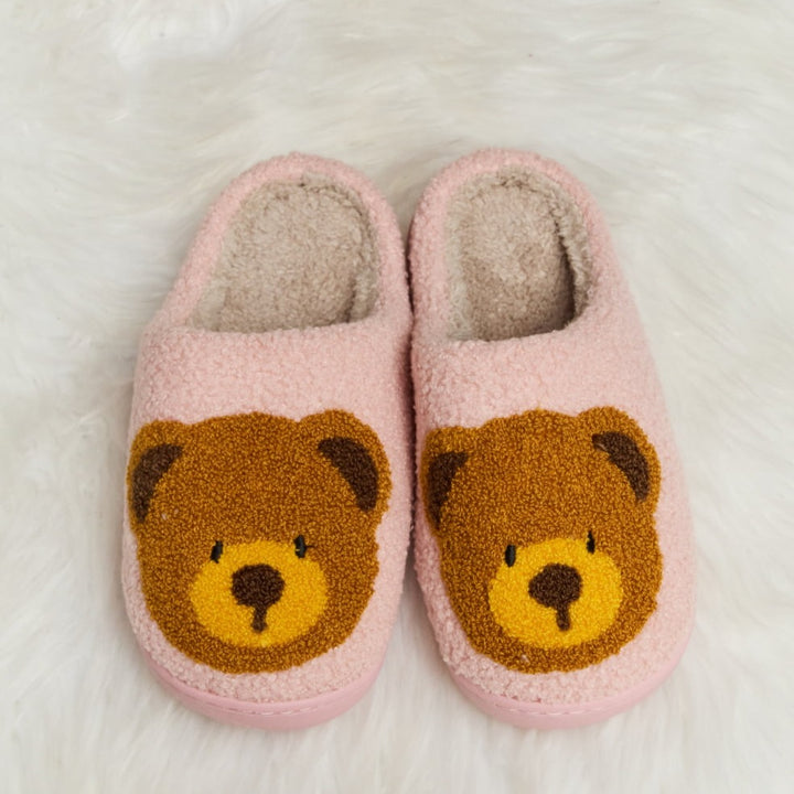 Plush Closed-Toe Slippers, Teddy Bear