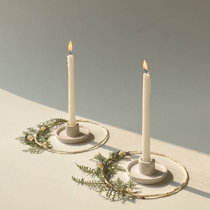 Handmade Ceramic Set of 2 Candle Holders, Black or White