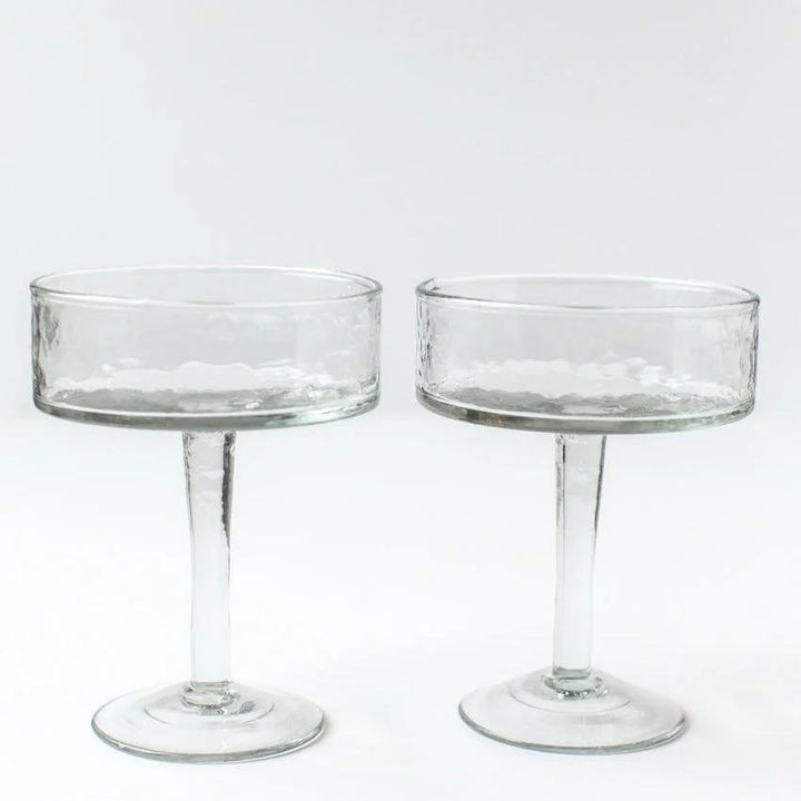 Handblown Clear Coupe Cocktail Glasses, Set of 4