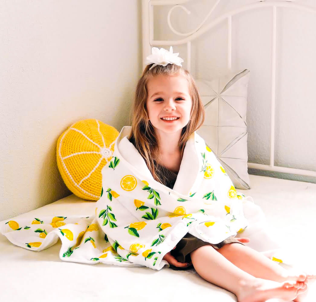 Kids & Baby Bamboo Blend Muslin Blanket, Lemons