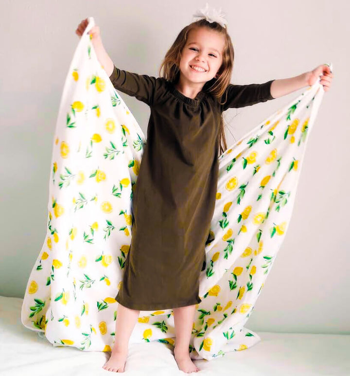 Kids & Baby Bamboo Blend Muslin Blanket, Lemons